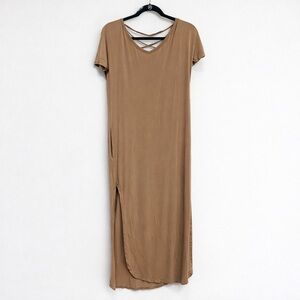 Super Soft Khaki Maxi Dress with Pockets | size XS | worn once